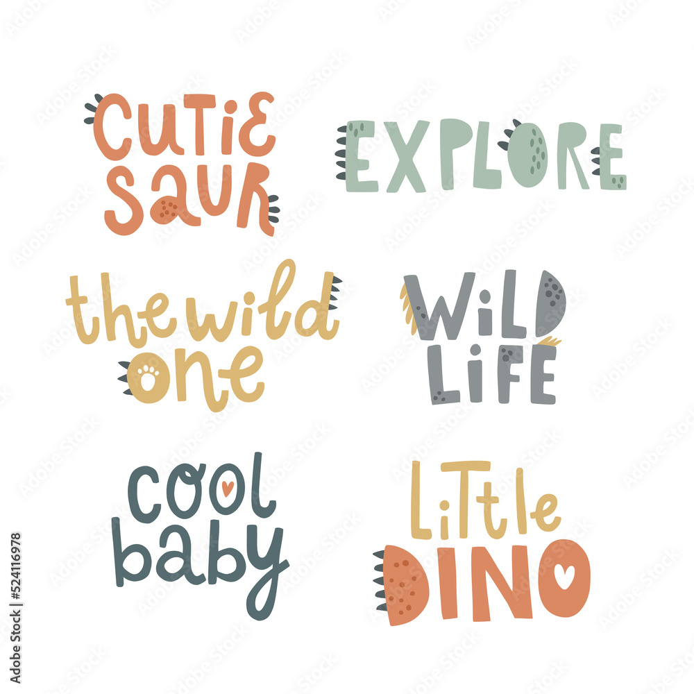 vector set of cute hand lettering text vector set of cute hand lettering text