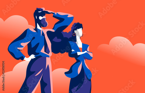Una coppia di manager guarda al futuro e alla crescita del business.