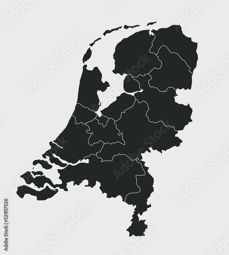 Netherlands, Holland map with regions isolated on white background. Outline Map of Netherlands. Vector illustration