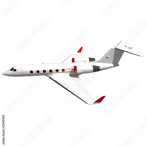 Business Jet Aircraft 3D rendering on white background