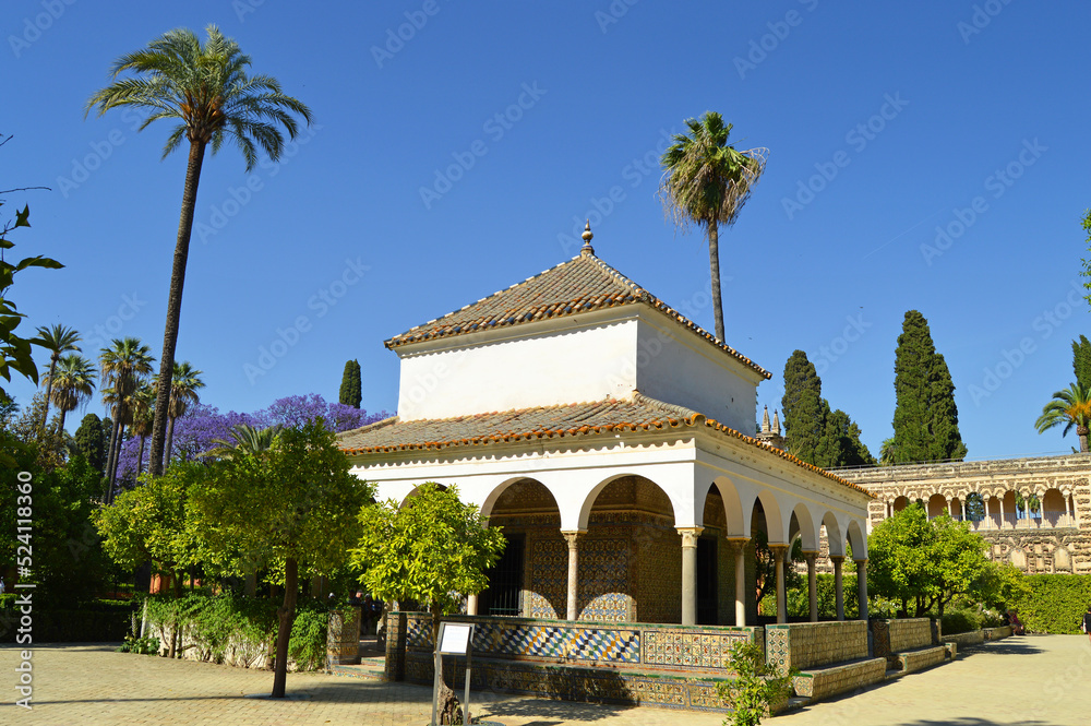 Pabellón de Carlos V. Cenador de Carlos V. Jardines del Alcázar de Sevilla, Andalucía, España