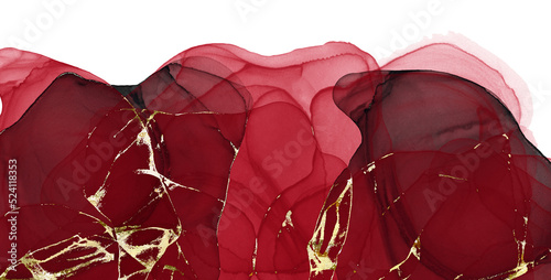 burgundy alcohol ink background with gold