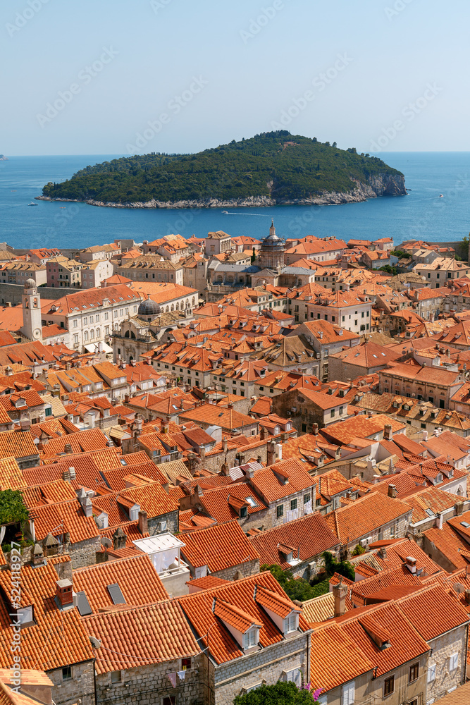 View of Dubrovnik and the Adriatic Sea from the fortress wall