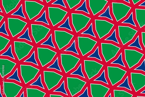 Geometric pattern in the colors of the national flag of Namibia. The colors of Namibia.