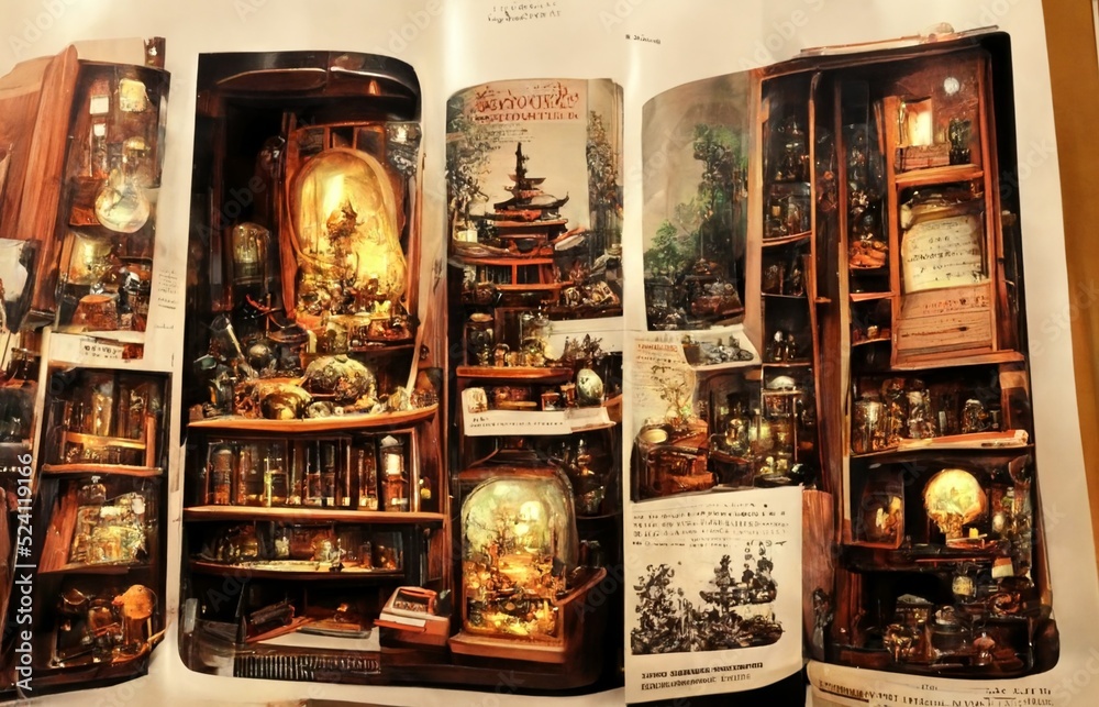 A picture that looks like a catalog of antique goods.