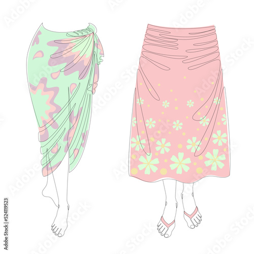 Silhouette of a skirt and a nail girl. Women's clothing in a modern style one line. Solid line, decor outline, posters, stickers, logo. Vector illustration.