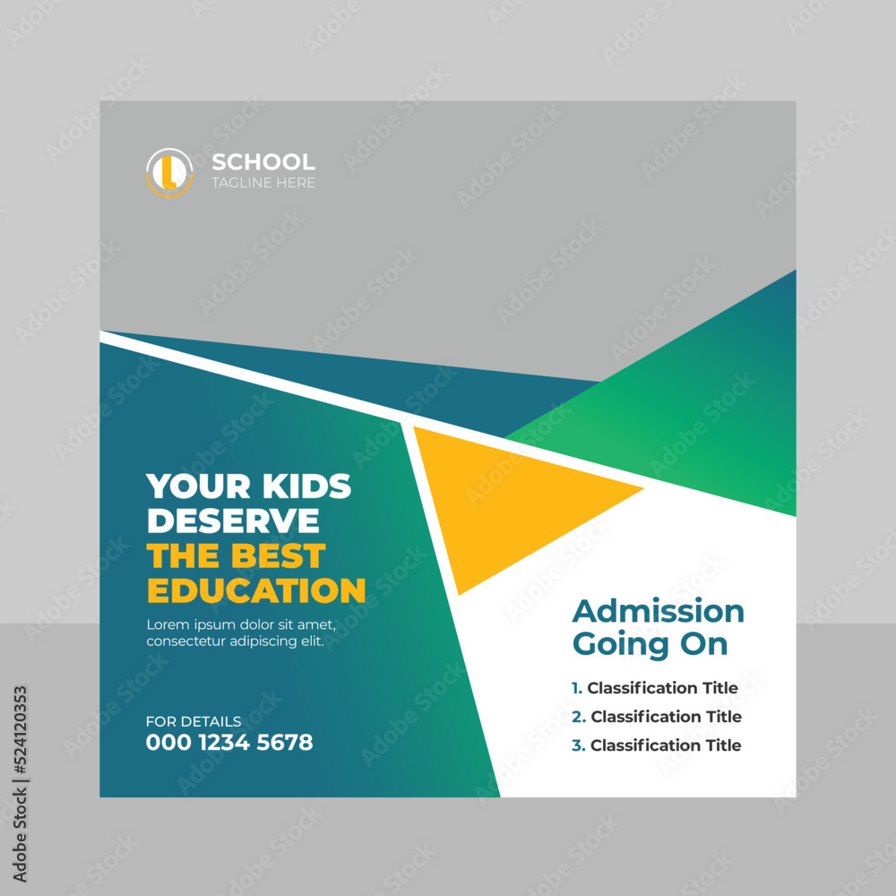 School admission social media banner template School admission social media banner template