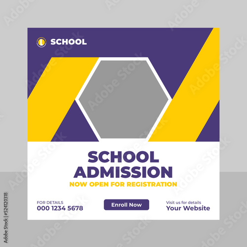 School admission social media banner template