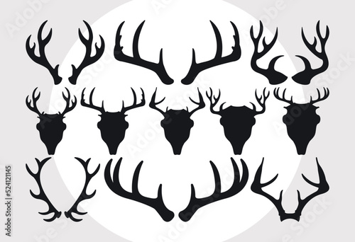 Deer Antlers Svg, Deer Svg, Deer With Antlers Svg, Skull Svg, Deer & Antlers Svg, Antlers Silhouette,