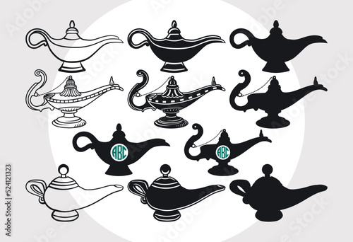 Magic Lamp Svg, Genie Lamp Svg, Aladdin Lamp Svg, Arabian Nights Svg, Jinn Svg, Djinn Svg, Magical Lamp Svg,