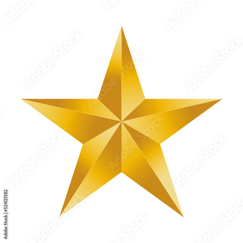 Golden volumetric Christmas star isolated on white background. Golden star vector icon.Design element for christmas decor.Vector illustration