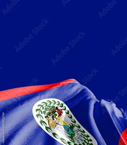 Belize national flag cloth fabric waving - Image