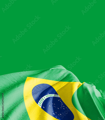 Brazil national flag cloth fabric waving - Image