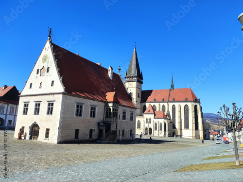 2022-03-11 Saint Egidius Basilica, Old City Hall and town square. Bardejov, Slovakia