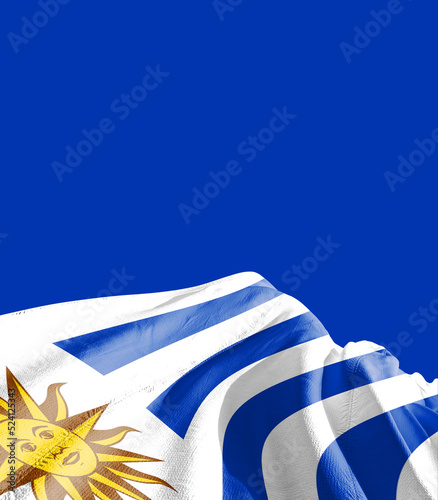 Uruguay national flag cloth fabric waving - Image photo