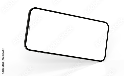 3d smartphone with blank screen isolated