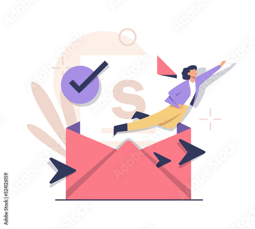 Email and messaging,Email marketing campaign,Working process, New email message,flat design icon vector illustration