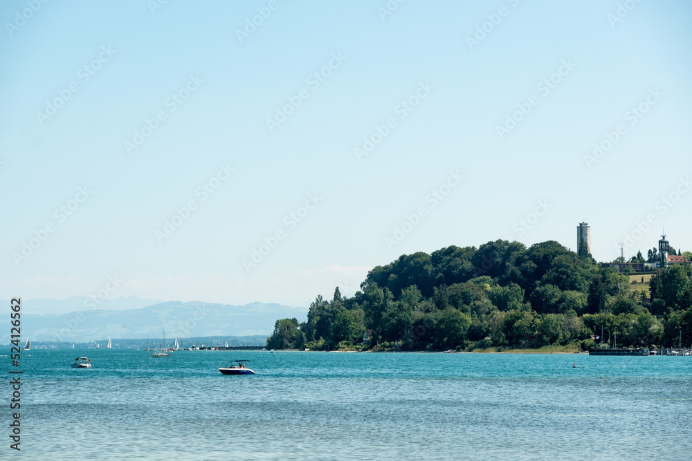View from Mainau towards Konstanz with Otto Moericke Tower