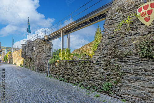 View along the historic city wall of Oberwesel on the Rhine during daytime photo