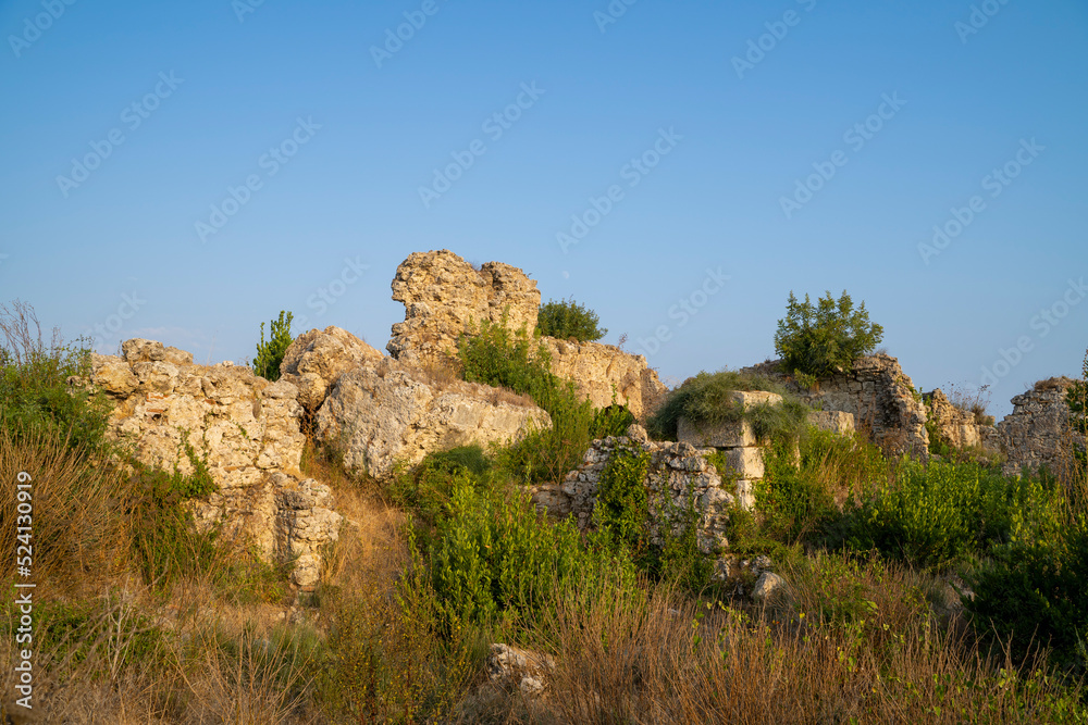Ruins of ancient city Side, Antalya, Turkey.