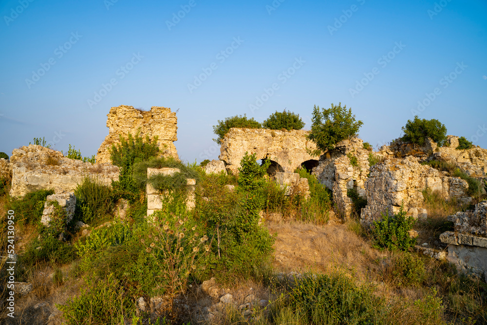 Ruins of ancient city Side, Antalya, Turkey.