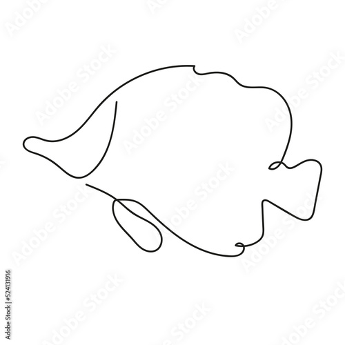 Abstract fish in continuous line art drawing style. Minimalist black linear sketch on white background. Vector illustration