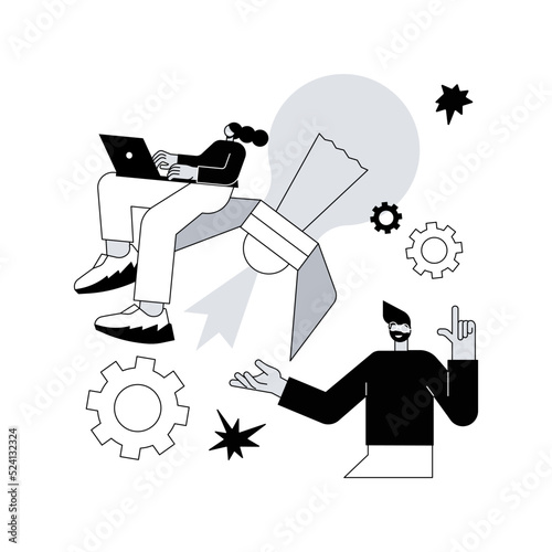 Innovative solution abstract concept vector illustration. Innovative technological solution, problem-solving, idea management software, new invention, creative brainstorming abstract metaphor.