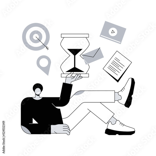 Self management abstract concept vector illustration. Personal management, self-regulation learning, self-organization course, auto motivation, productivity software, efficiency abstract metaphor.