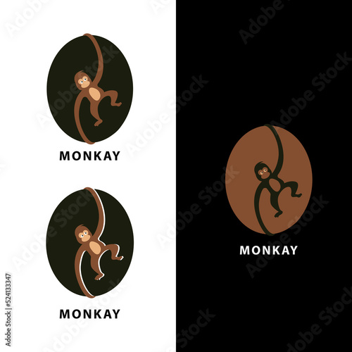 flat design single monkey icon vector illustration