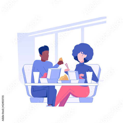Meal allowance isolated concept vector illustration. Colleagues with free food at work, meal voucher for employers, business etiquette, corporate culture, company rules vector concept.