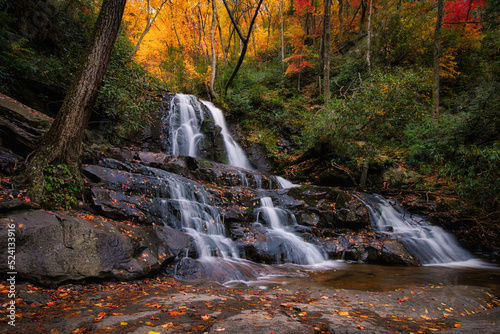 Fototapeta Naklejka Na Ścianę i Meble -  Laurel Falls waterfall in autumn forest