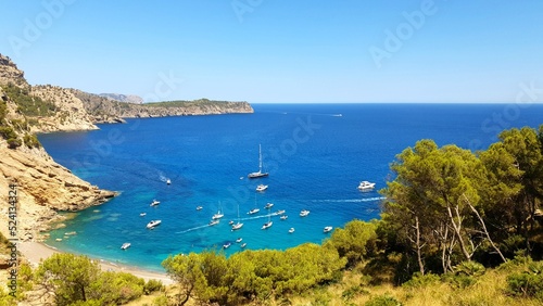 Fototapeta Naklejka Na Ścianę i Meble -  Beautiful natural beach Coll Baix (Platja des Coll Baix), Alcudia, Mallorca (Majorca). Amazing view of the turquoise clear sea of Mallorca.