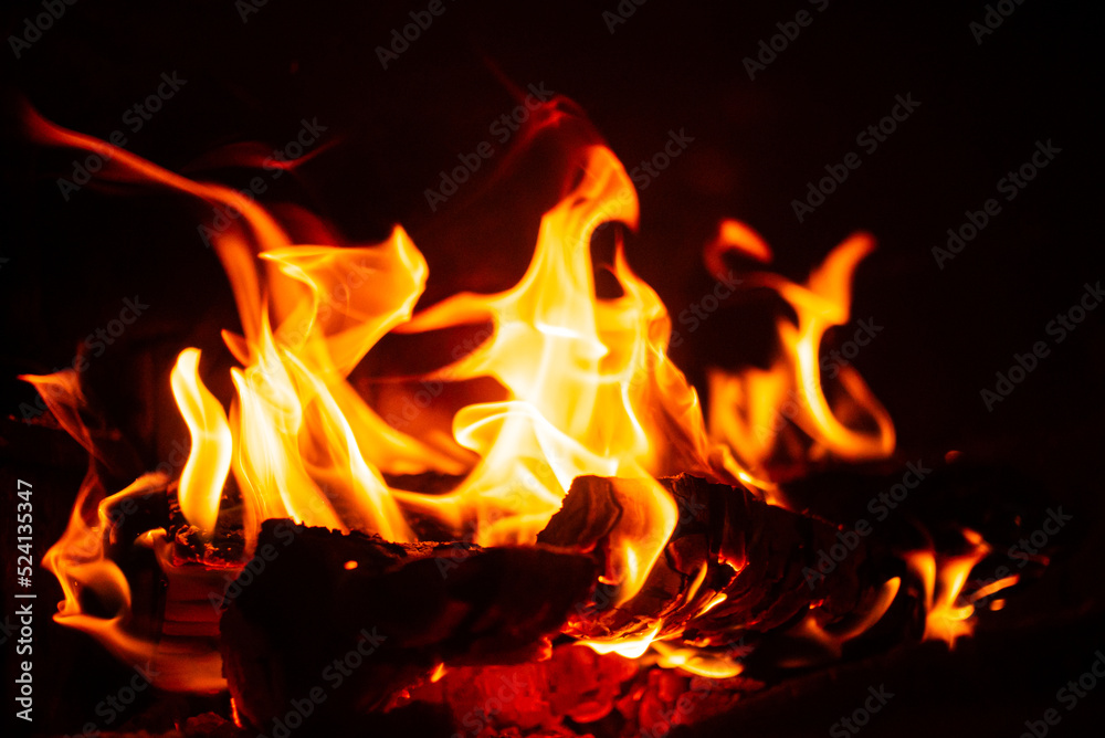 fire on the black background fire on the black background