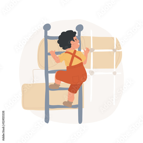 Climbing on a playground isolated cartoon vector illustration. Child playing on a playground, kid climbing on stairs, kindergarten equipment, daycare center, physical movement vector cartoon.