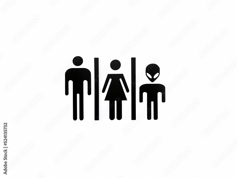 Bathroom sign for woman, man and alien vector icon Bathroom sign for woman, man and alien vector icon