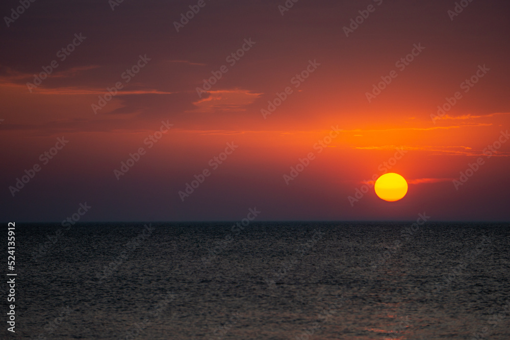beautiful orange sunset over the sea