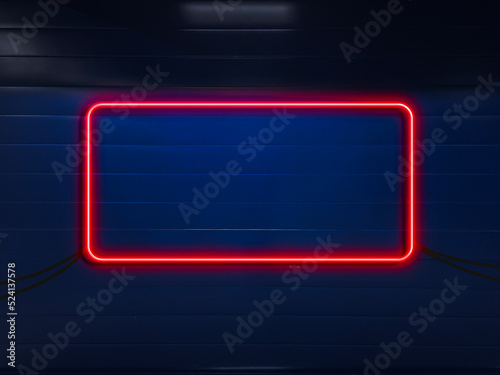 simple light color neon frame on the wall outdoors in the night