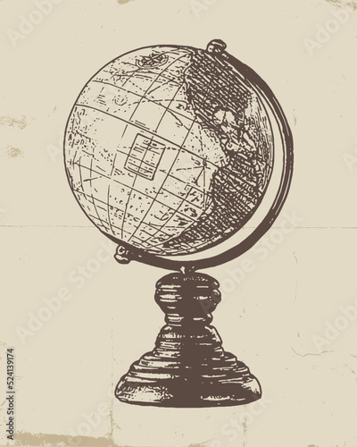 Globe hand drawn vector illustration, realistic sketch