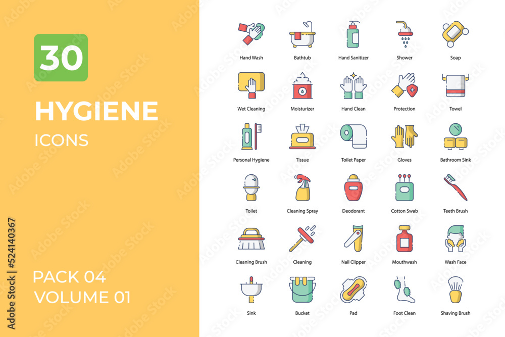Fototapeta Hygiene icons collection. Set contains such Icons as bacterium, body, care, and more