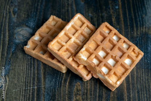 square sweet soft waffles on the table