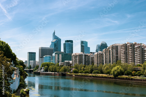 View of the Frankfurt skyscrapers. Frankfurt City Downtown. View on the financial district Frankfurt city, Germany. Skyline cityscape of Frankfurt, Germany during sunny day.   © Strikernia