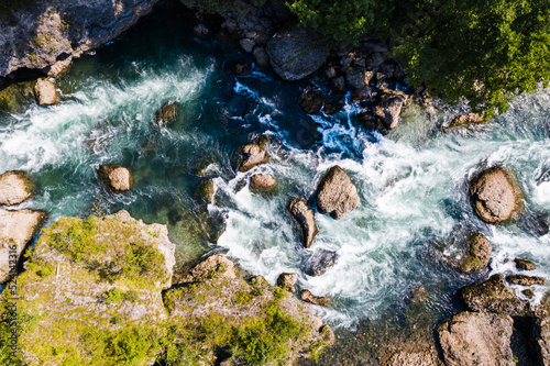 Aerial view of Adda river with Rapids, Northern Italy photo