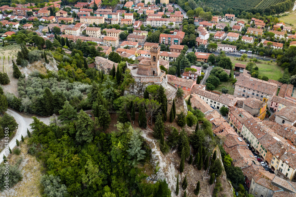 Aerial View Of Brisighella, Medieval Town Near Faenza, Emilia Romagna, Italy