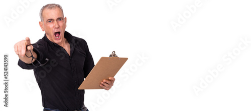 angry screaming business man isolated