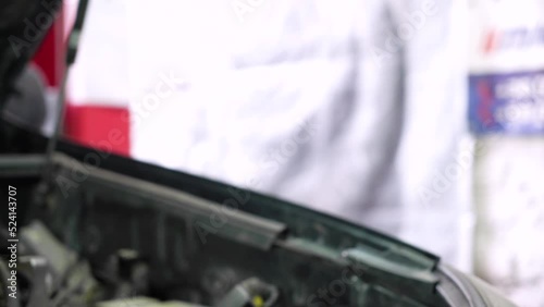 car battery replacement. close-up. car service.