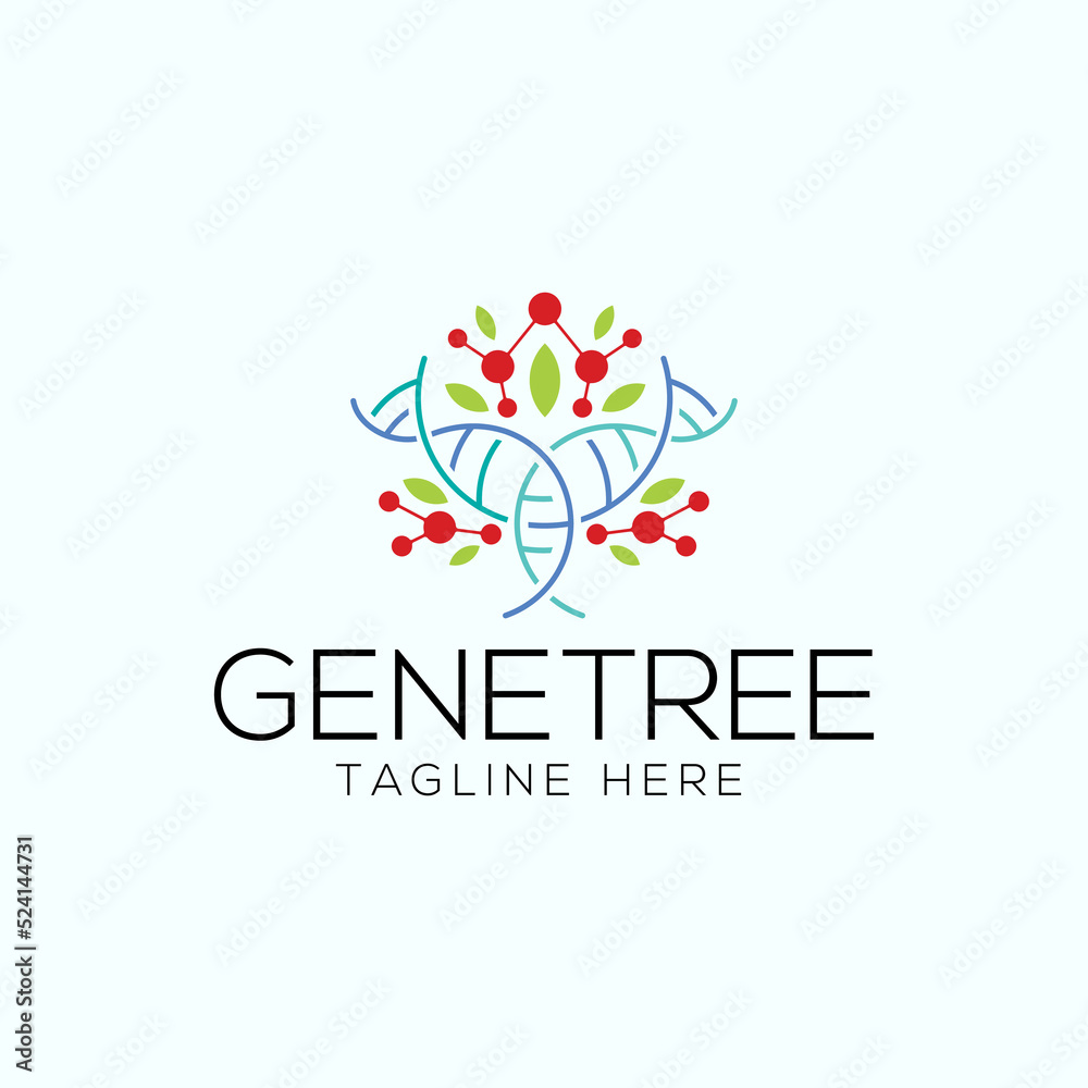 Tree and genetic logo design template with pictorial mark style Tree and genetic logo design template with pictorial mark style