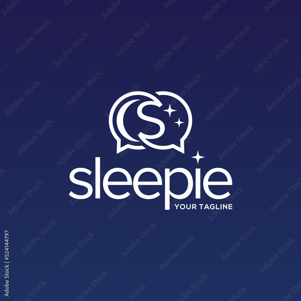 Sleep and talk logo design template with pictorial mark style