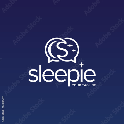 Sleep and talk logo design template with pictorial mark style