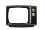 An old/vintage black and white television.