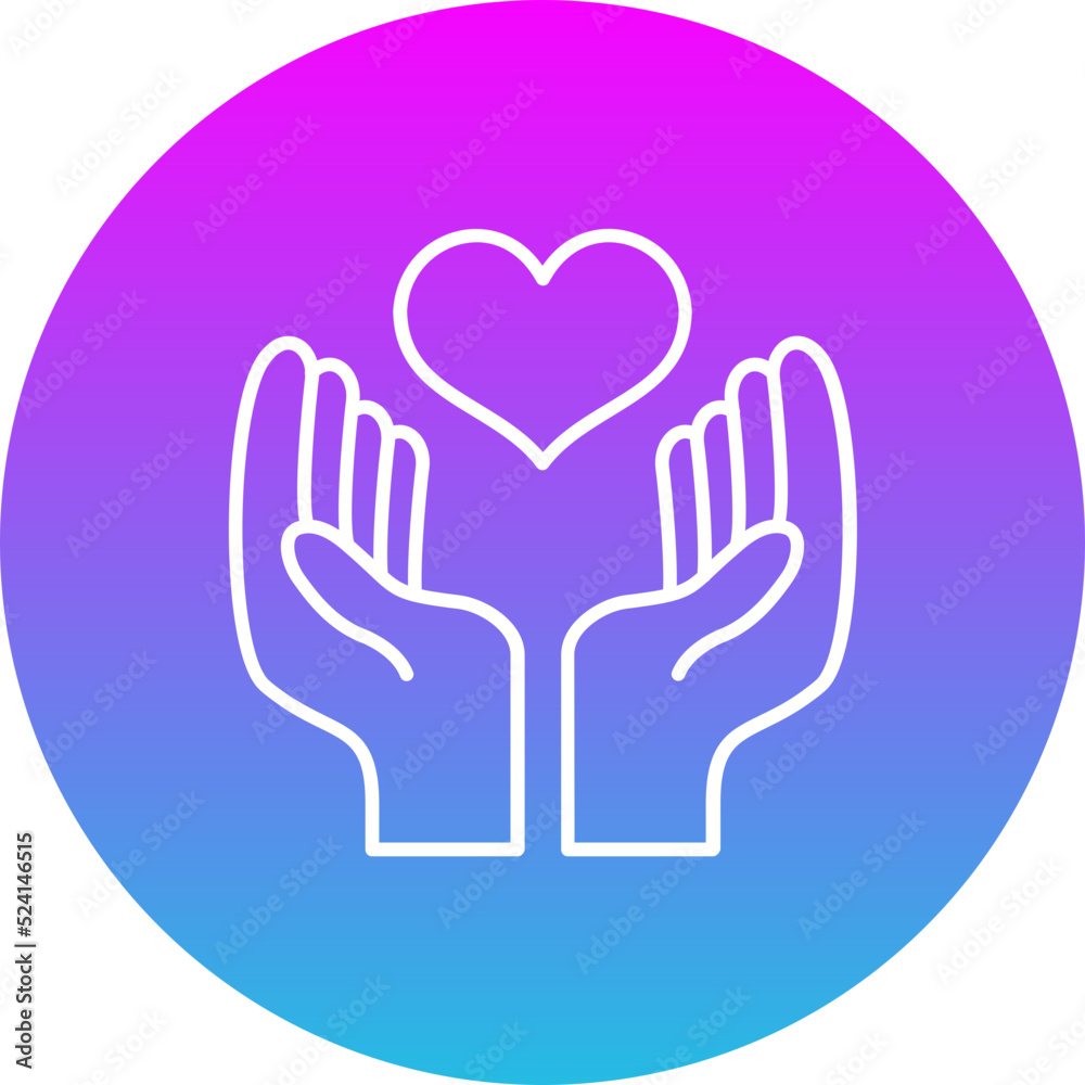 Hand With Heart Gradient Circle Line Inverted Icon Hand With Heart Gradient Circle Line Inverted Icon